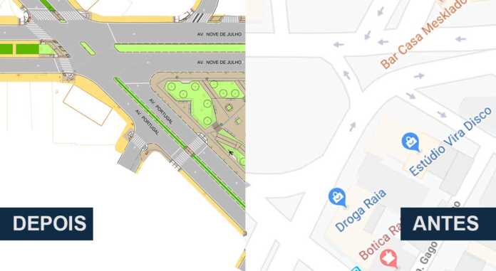 Obras na Avenida Nove de Julho, Portugal e Antônio Diederichsen Obras na Avenida Nove de Julho, Portugal e Antônio Diederichsen