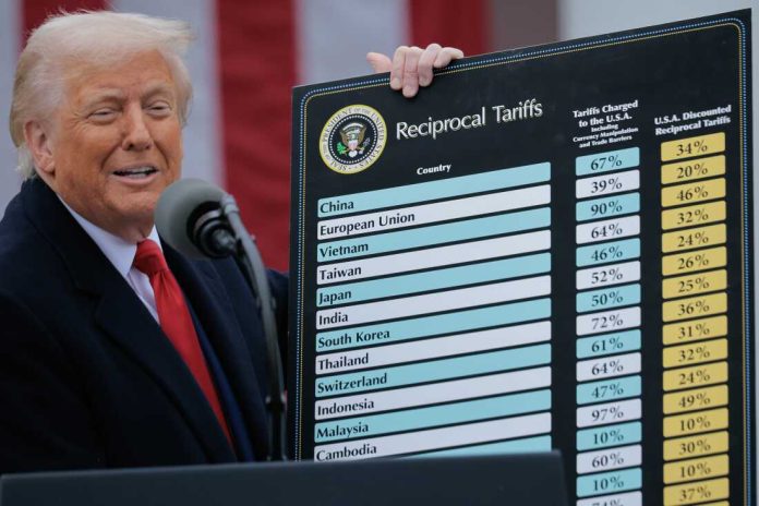 WASHINGTON, DC - APRIL 02: U.S. President Donald Trump speaks during a “Make America Wealthy Again” trade announcement event in the Rose Garden at the White House on April 2,